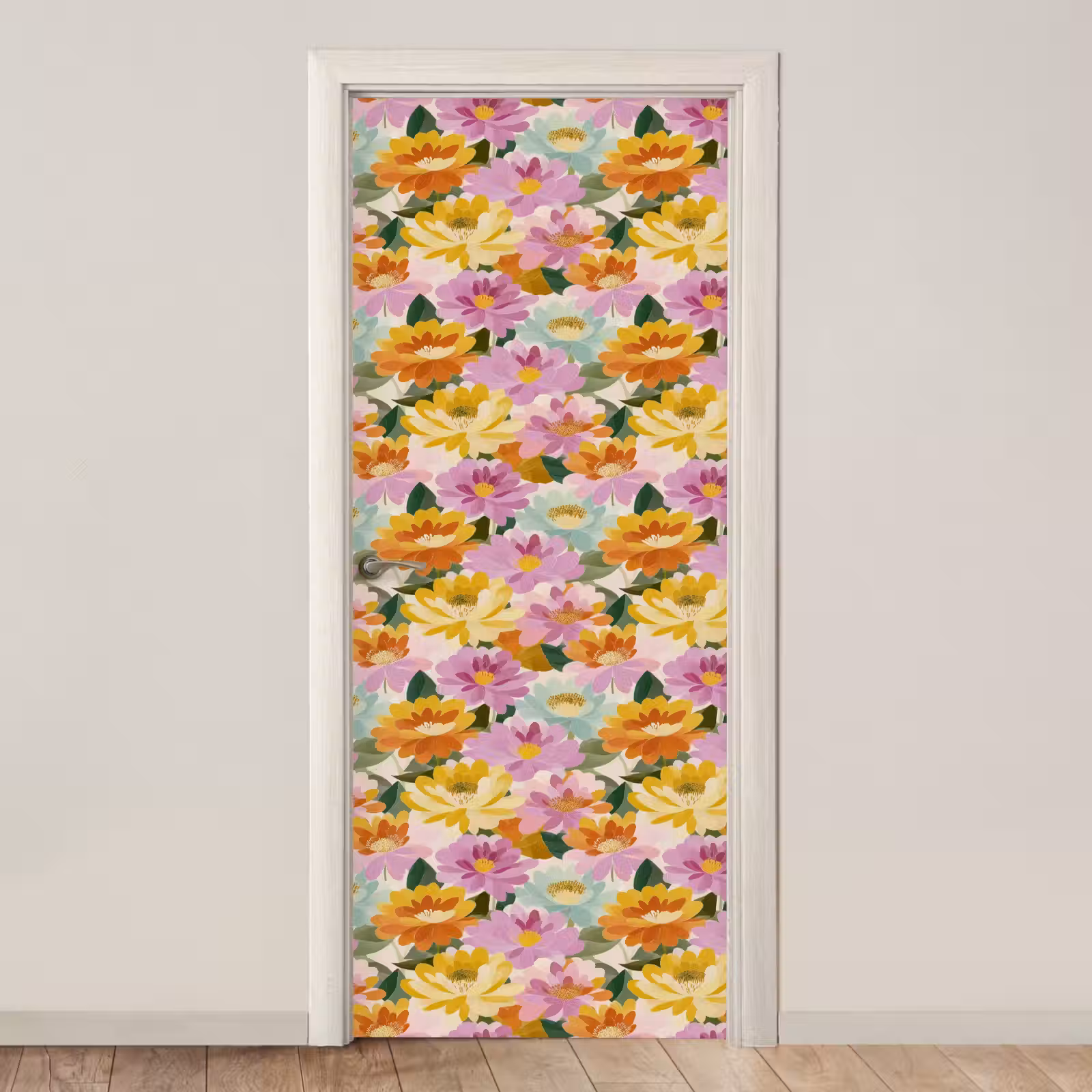 Deursticker met naam - Lelies - Aquarel - Pastel — 1