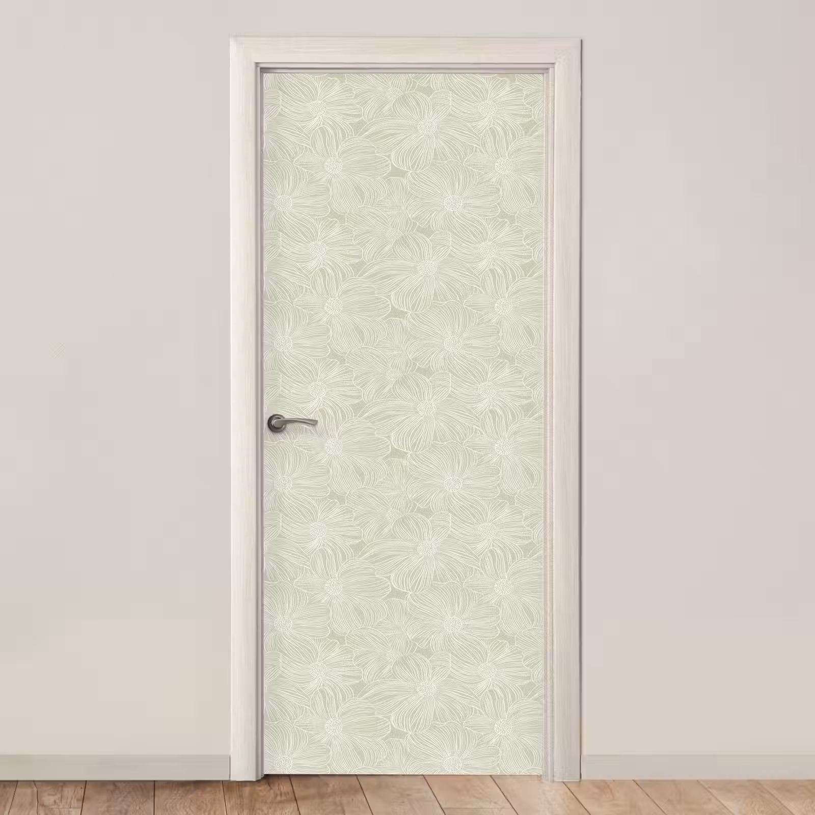 Deursticker met naam - Sereen - Bloemen - Groen — 1