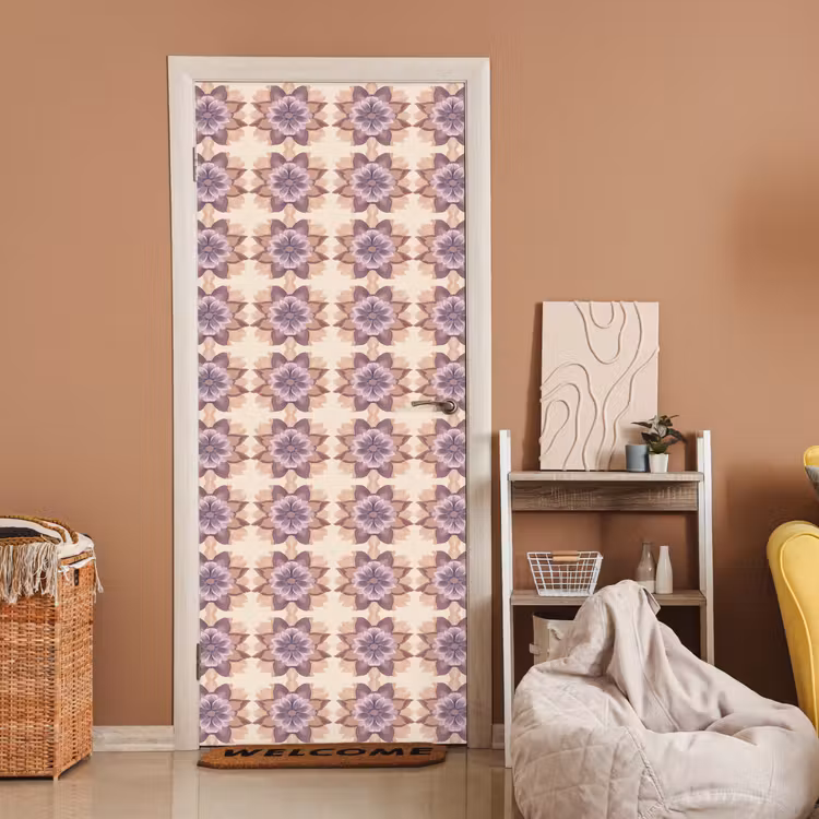 Deursticker met naam - Klassiek - Patroon - Paars — 2