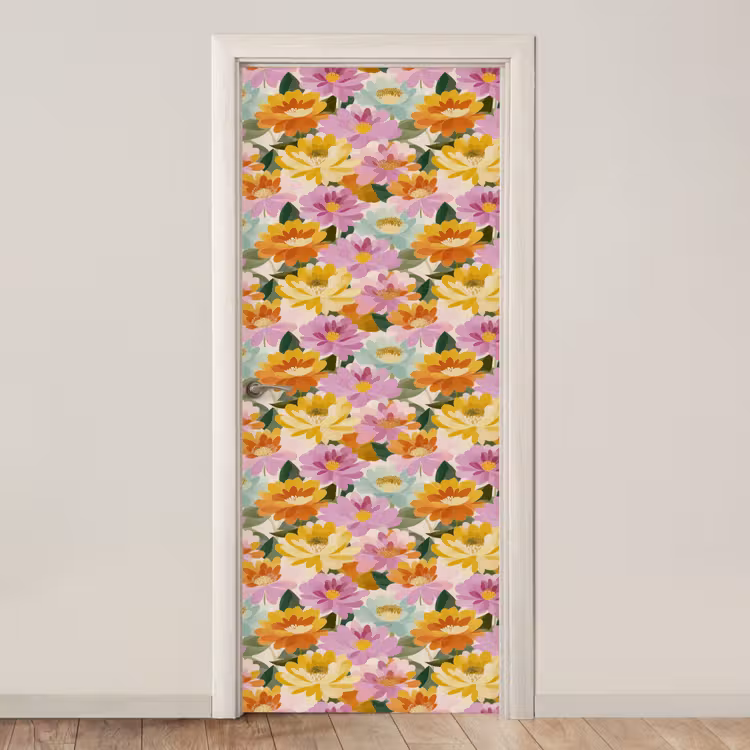 Deursticker met naam - Lelies - Aquarel - Pastel — 1