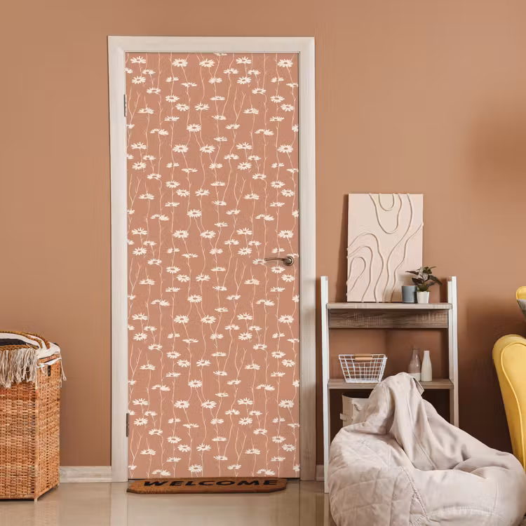 Deursticker met naam - Madeliefjes - Subtiel - Terracotta — 2