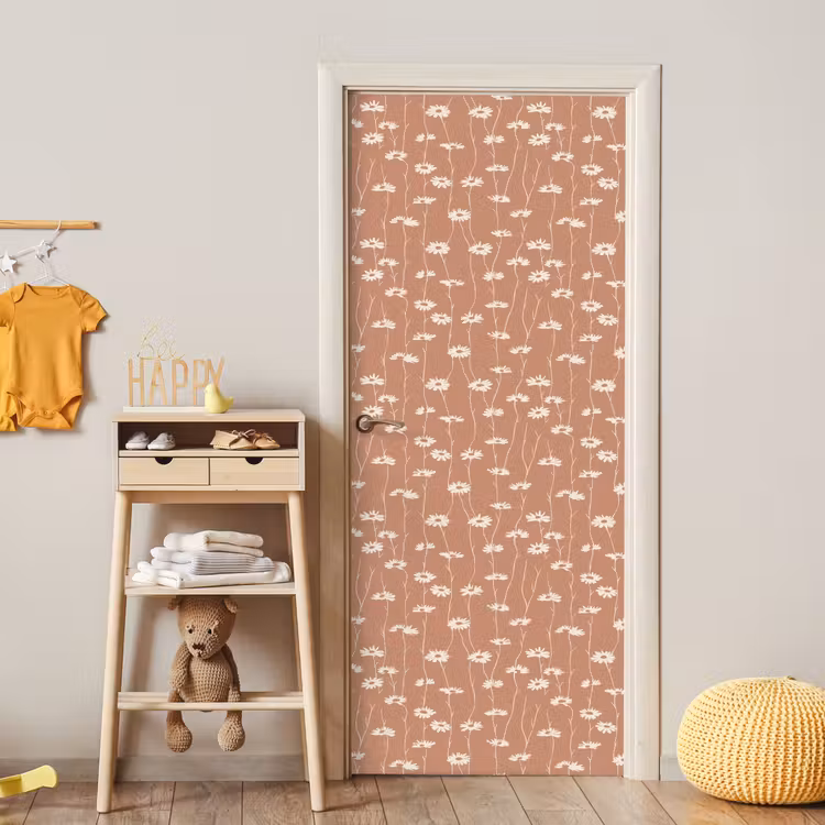Deursticker met naam - Madeliefjes - Subtiel - Terracotta — 6
