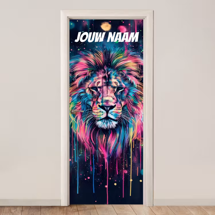 Deursticker met naam - Schildering -Illustratie - Tijger — 1