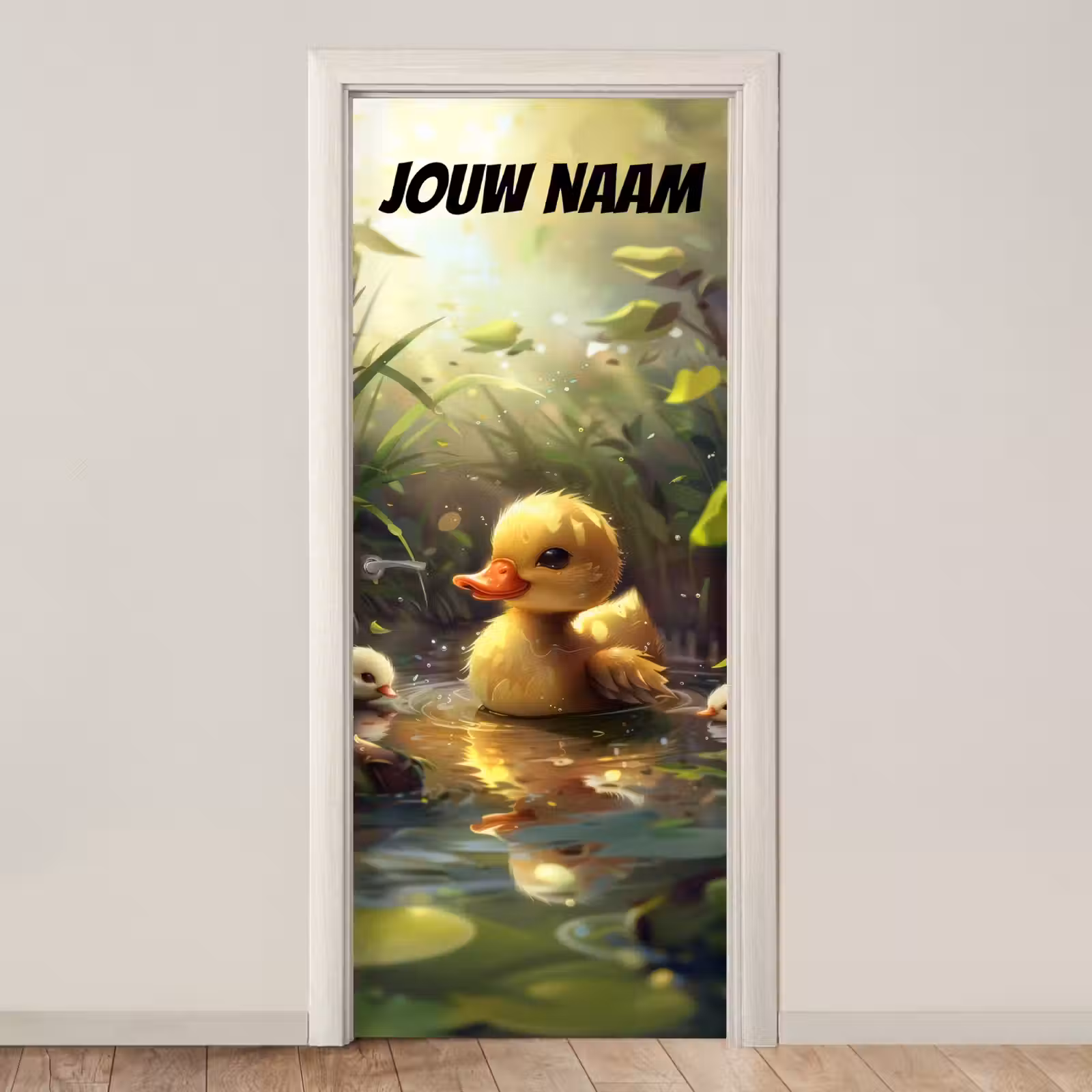 Deursticker met naam - Eendje - Water - Geel — 1