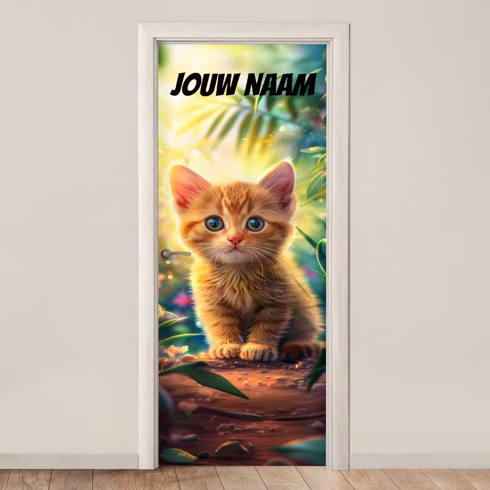 Deursticker met naam - Kitten - Natuur - Zonnig — 1