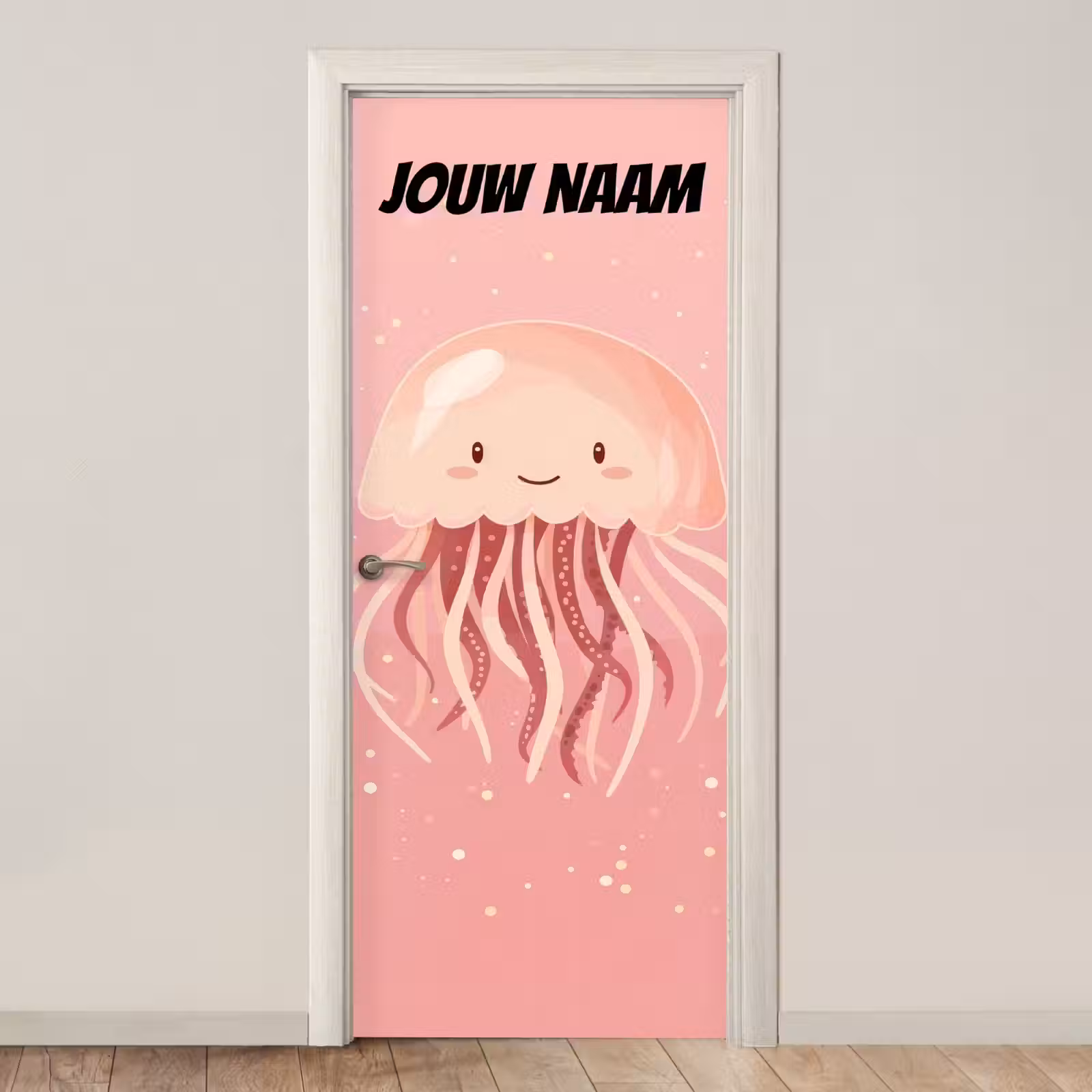 Deursticker met naam - Kwal - Illustratie - Roze — 1