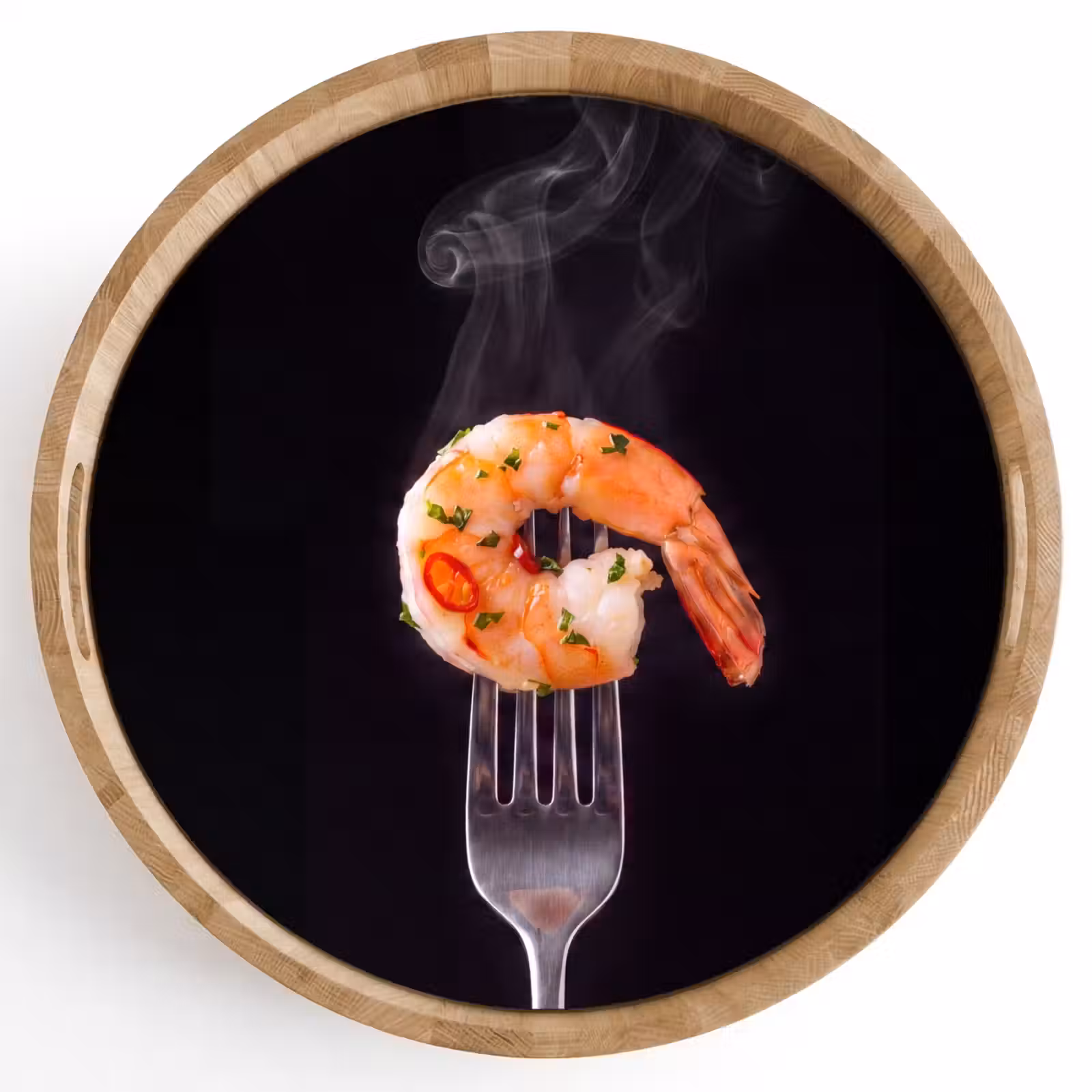 Dienblad - Eten - Garnaal - Vork — 1