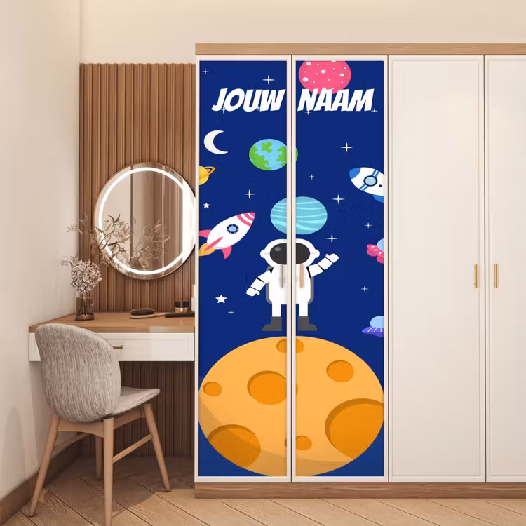 Deursticker met naam - Cartoon - Astronaut - Blauw — 5