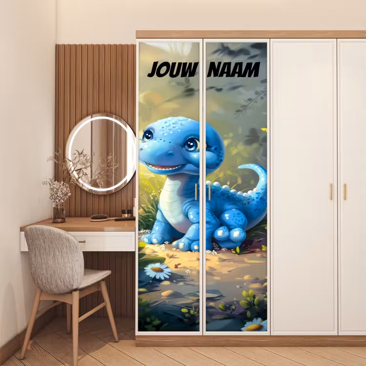 Deursticker met naam - Dinosaurus - Bos - Blauw — 5