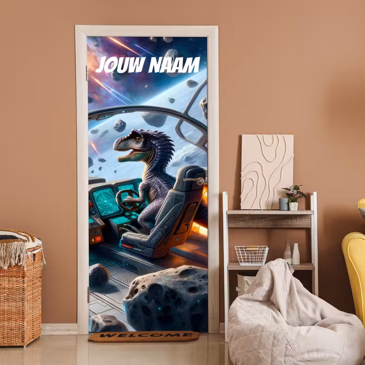 Deursticker met naam - Dinosaurus - Piloot - Ruimteschip — 2