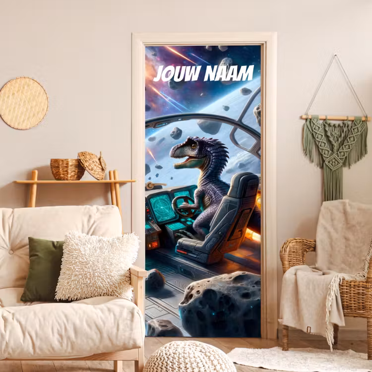 Deursticker met naam - Dinosaurus - Piloot - Ruimteschip — 4