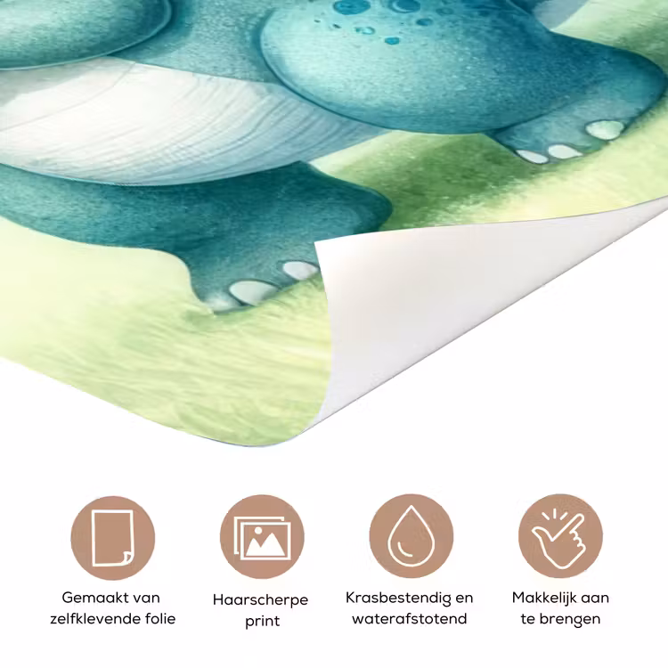 Deursticker met naam - Dinosaurus - Regenboog - Groen — 3