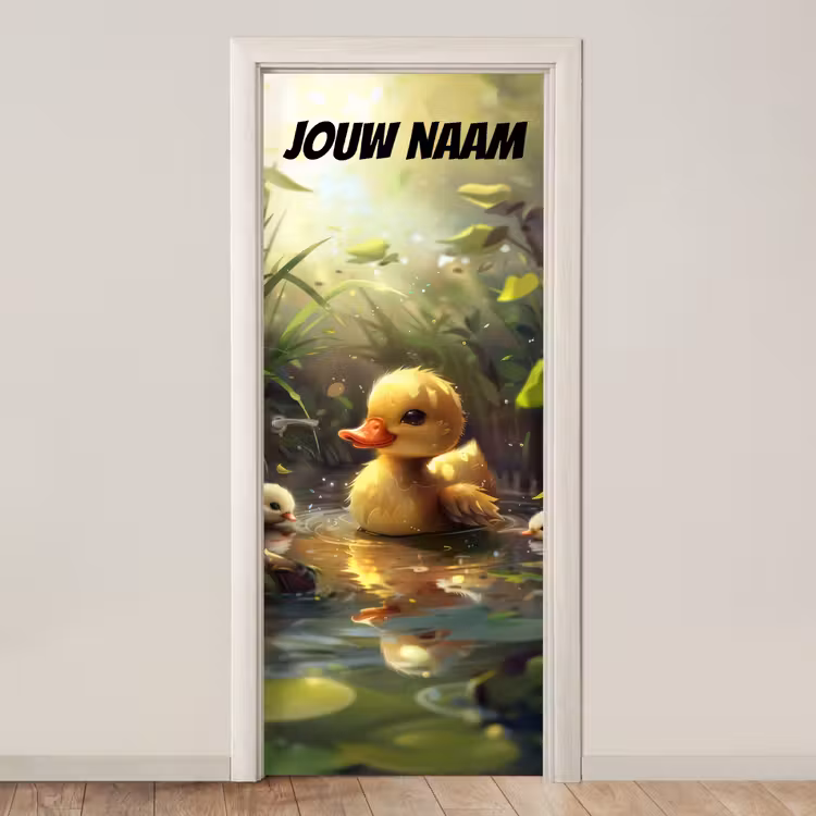 Deursticker met naam - Eendje - Water - Geel — 1