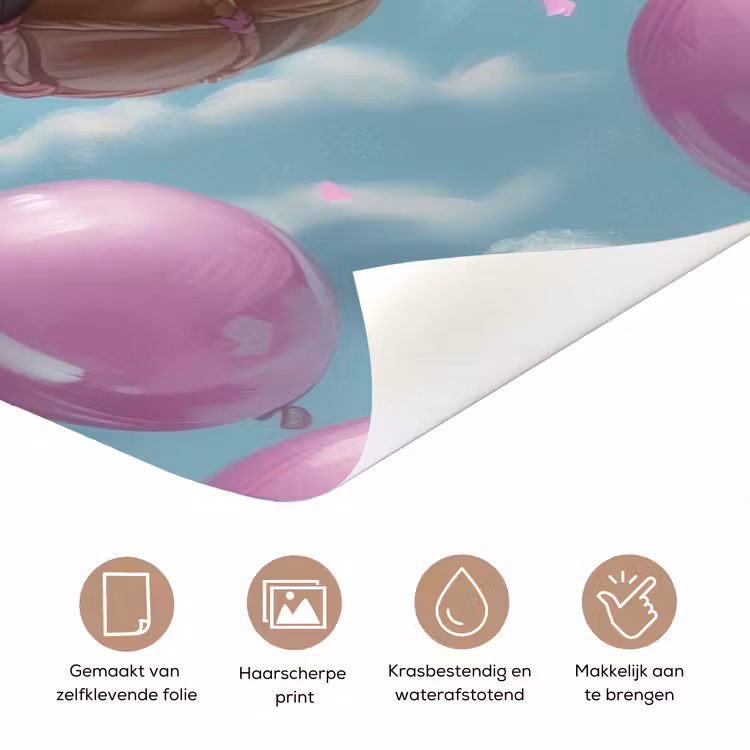 Deursticker met naam - Giraffe - Luchtballon - Roze — 3