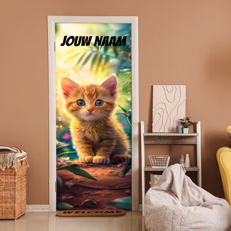 Deursticker met naam - Kitten - Natuur - Zonnig — 2