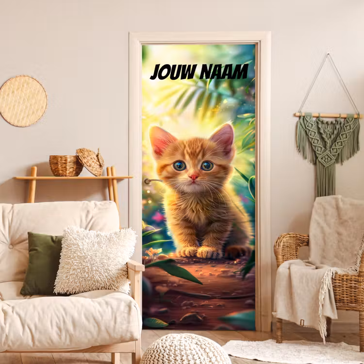 Deursticker met naam - Kitten - Natuur - Zonnig — 4