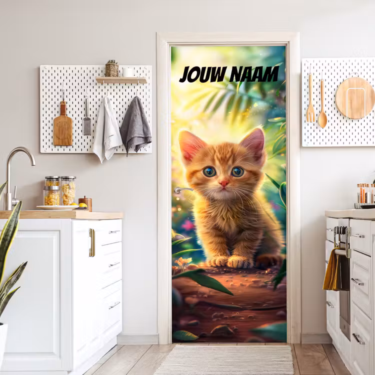 Deursticker met naam - Kitten - Natuur - Zonnig — 7