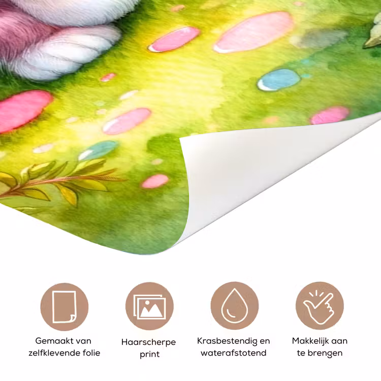 Deursticker met naam - Kitten - Regenboog - Roze — 3