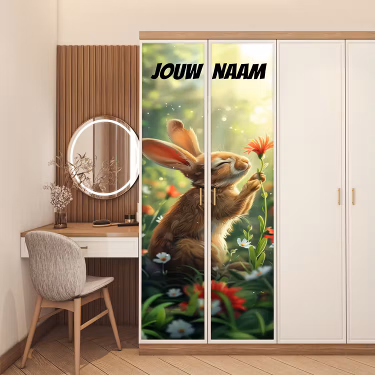 Deursticker met naam - Konijntje - Bloem - Zonlicht — 5