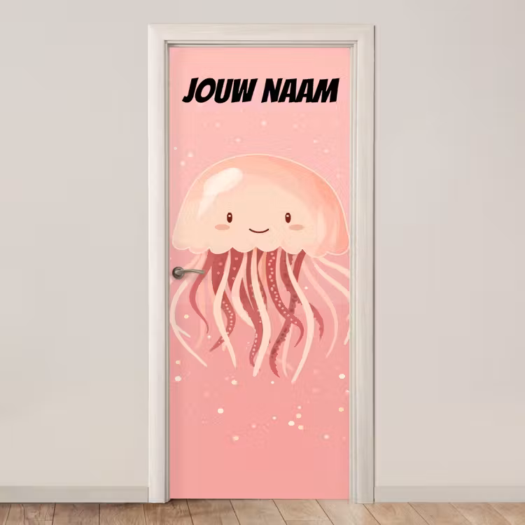 Deursticker met naam - Kwal - Illustratie - Roze — 1