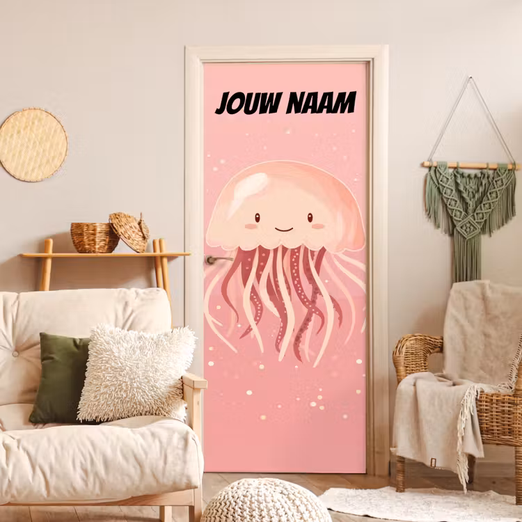 Deursticker met naam - Kwal - Illustratie - Roze — 4