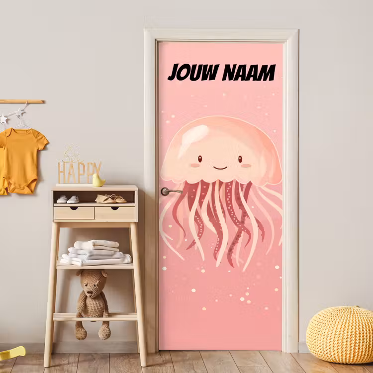Deursticker met naam - Kwal - Illustratie - Roze — 6