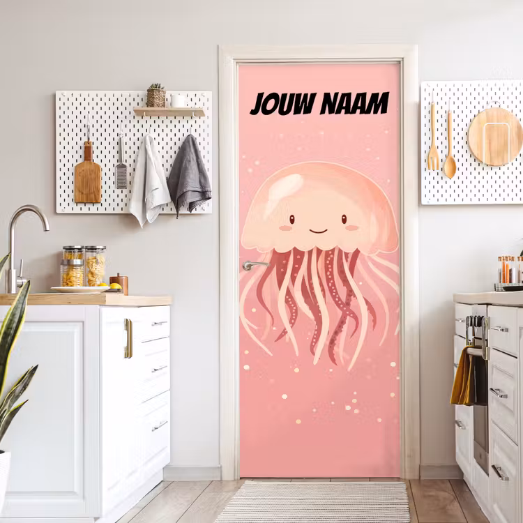 Deursticker met naam - Kwal - Illustratie - Roze — 7