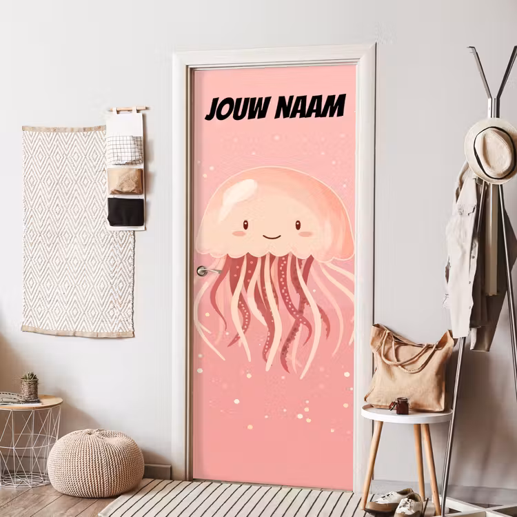 Deursticker met naam - Kwal - Illustratie - Roze — 8