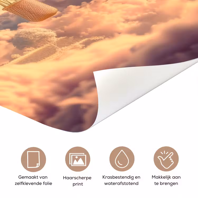 Deursticker met naam - Luchtballon - Wolken - Pastel — 3