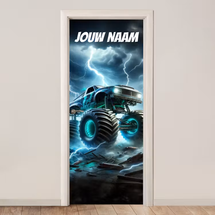Deursticker met naam - Monstertruck - Bliksem - Storm — 1