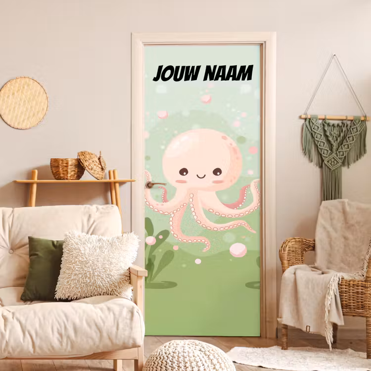 Deursticker met naam - Octopus - Pastelkleuren - Illustratie — 4