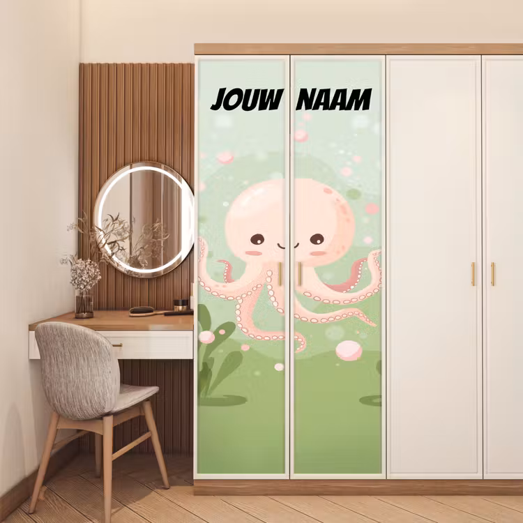 Deursticker met naam - Octopus - Pastelkleuren - Illustratie — 5