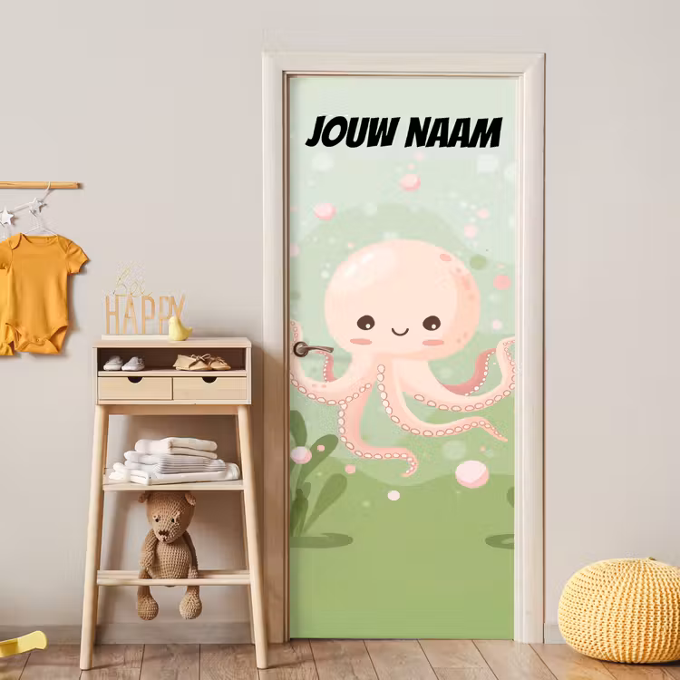 Deursticker met naam - Octopus - Pastelkleuren - Illustratie — 6