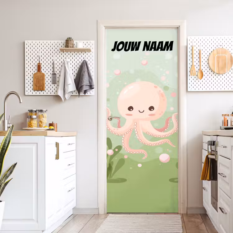 Deursticker met naam - Octopus - Pastelkleuren - Illustratie — 7