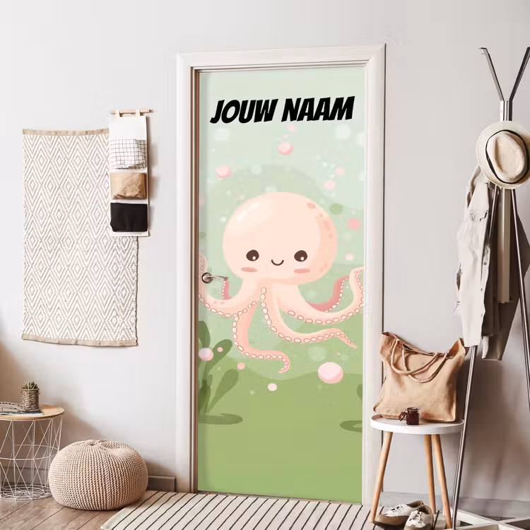 Deursticker met naam - Octopus - Pastelkleuren - Illustratie — 8
