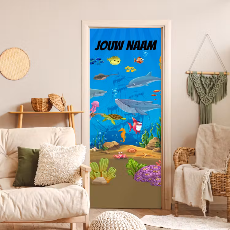 Deursticker met naam - Onderwaterwereld - Vissen - Blauw — 4
