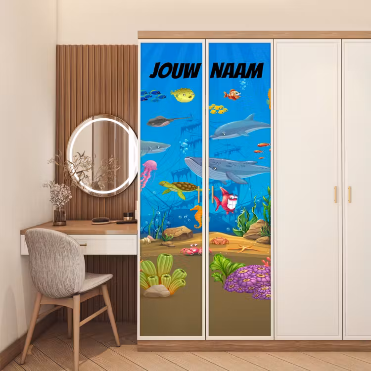 Deursticker met naam - Onderwaterwereld - Vissen - Blauw — 5