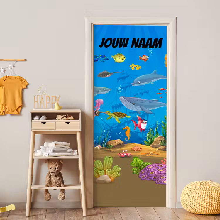 Deursticker met naam - Onderwaterwereld - Vissen - Blauw — 6