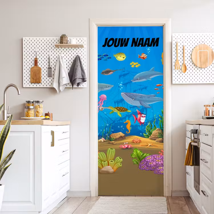 Deursticker met naam - Onderwaterwereld - Vissen - Blauw — 7