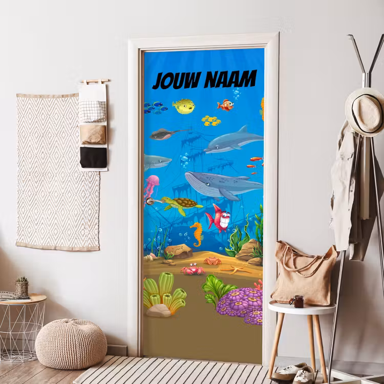 Deursticker met naam - Onderwaterwereld - Vissen - Blauw — 8