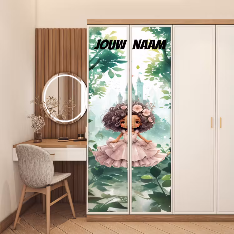 Deursticker met naam - Sprookje - Meisje - Bloemen — 5