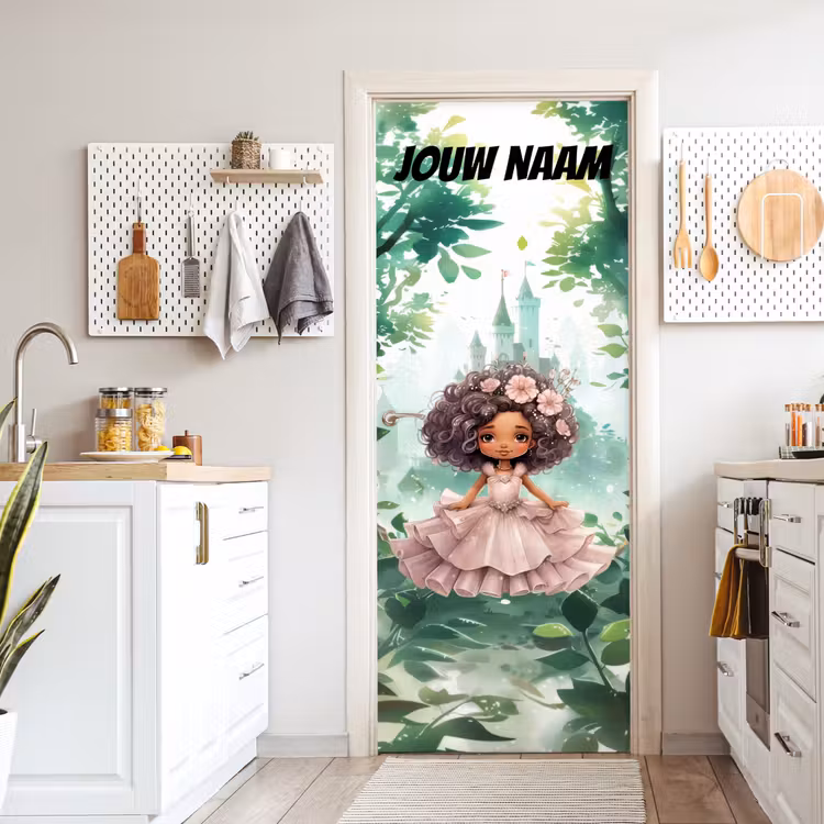 Deursticker met naam - Sprookje - Meisje - Bloemen — 7
