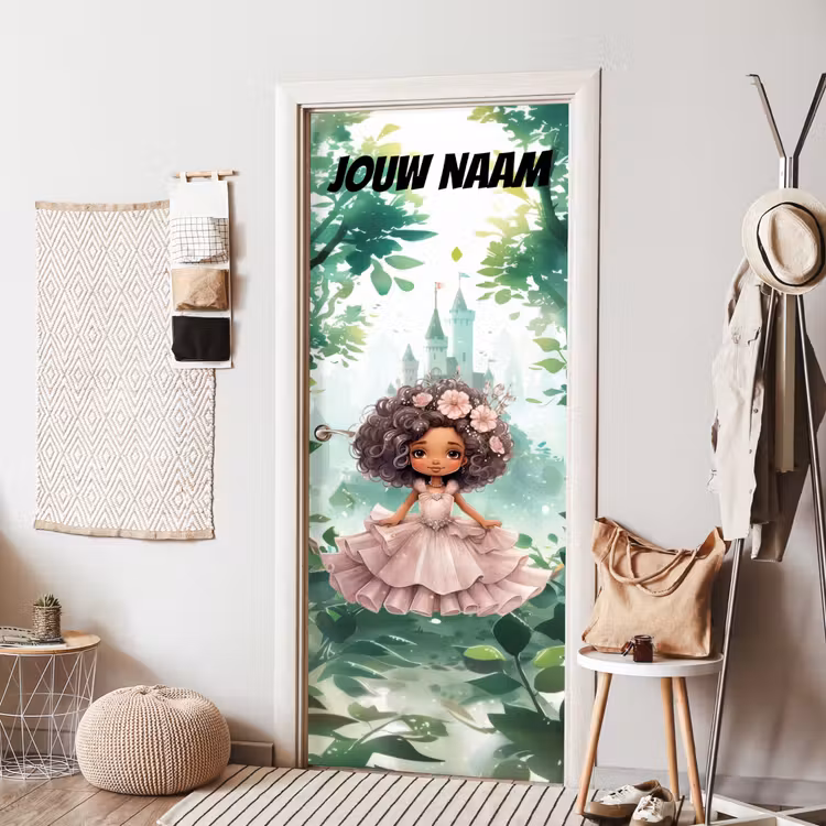 Deursticker met naam - Sprookje - Meisje - Bloemen — 8