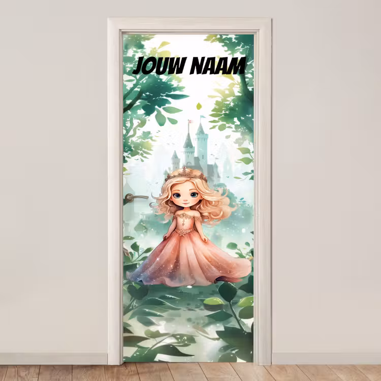 Deursticker met naam - Sprookjes - Prinsesje - Kroon — 1