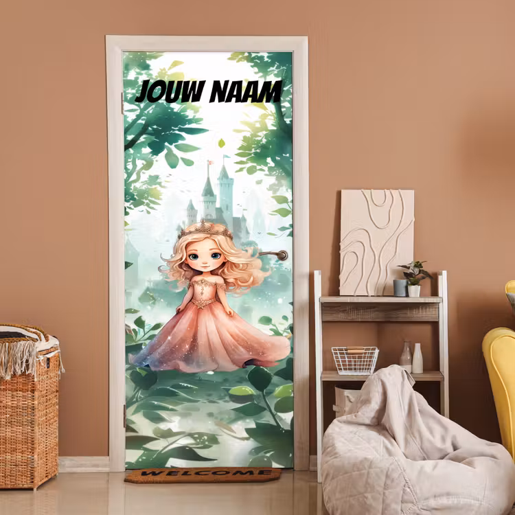 Deursticker met naam - Sprookjes - Prinsesje - Kroon — 2