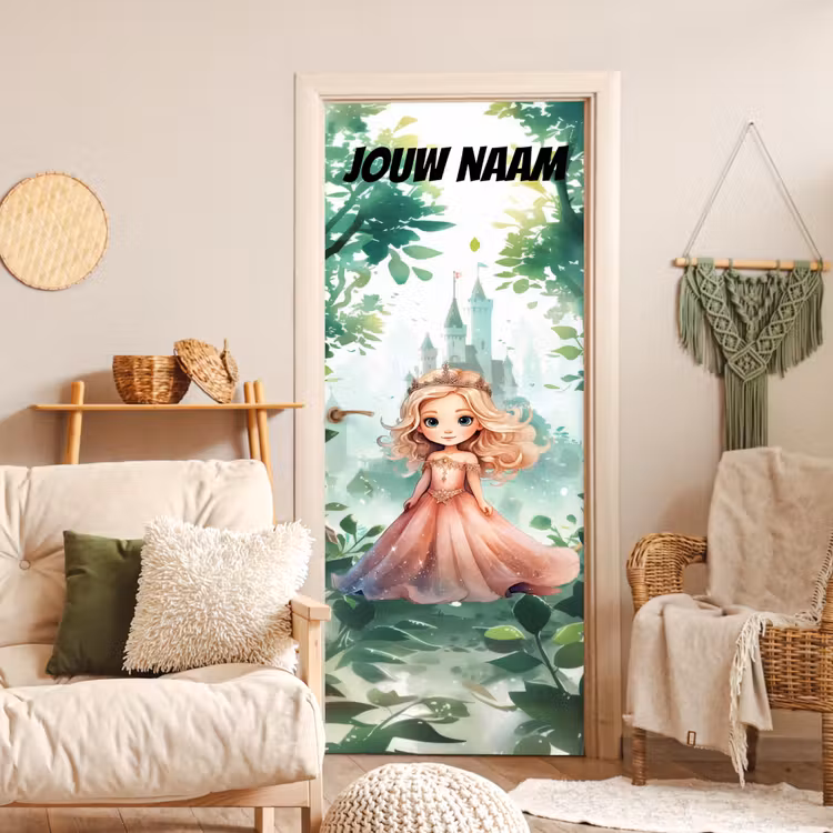 Deursticker met naam - Sprookjes - Prinsesje - Kroon — 4