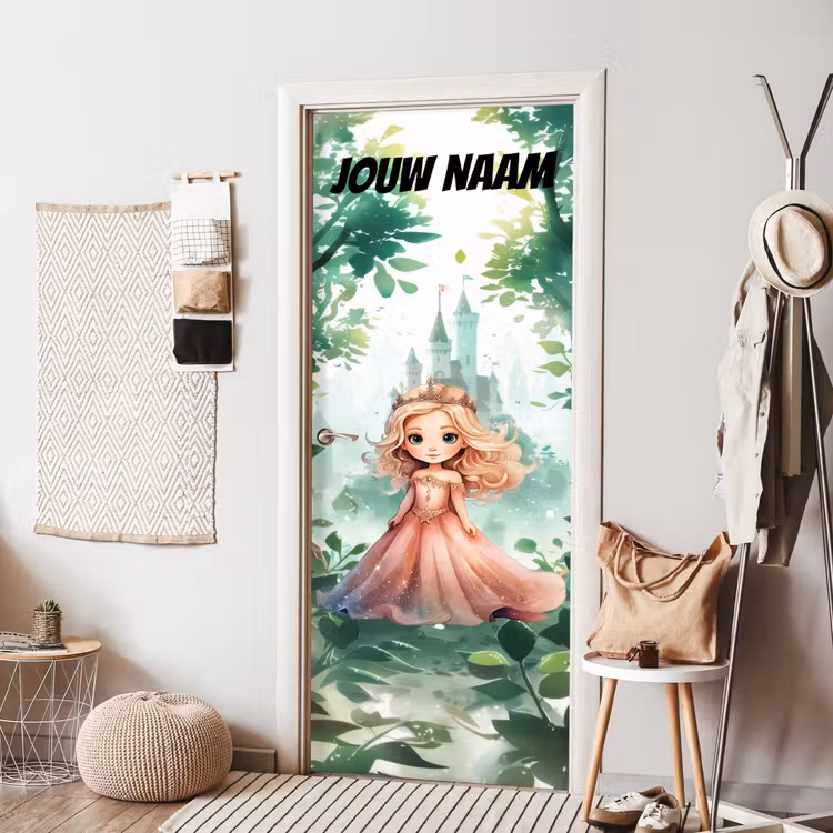 Deursticker met naam - Sprookjes - Prinsesje - Kroon — 8