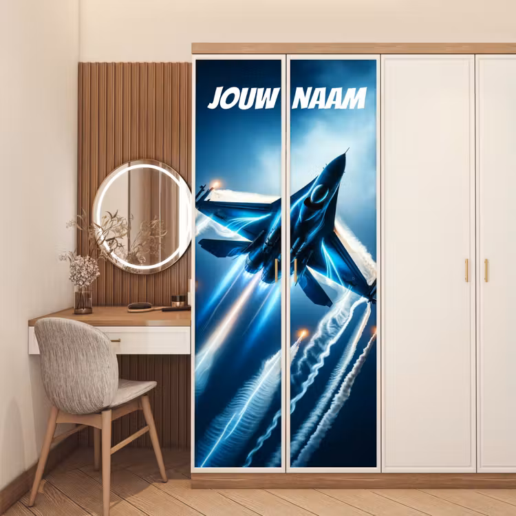 Deursticker met naam - Straaljager - Lichtsporen - Raketten — 5