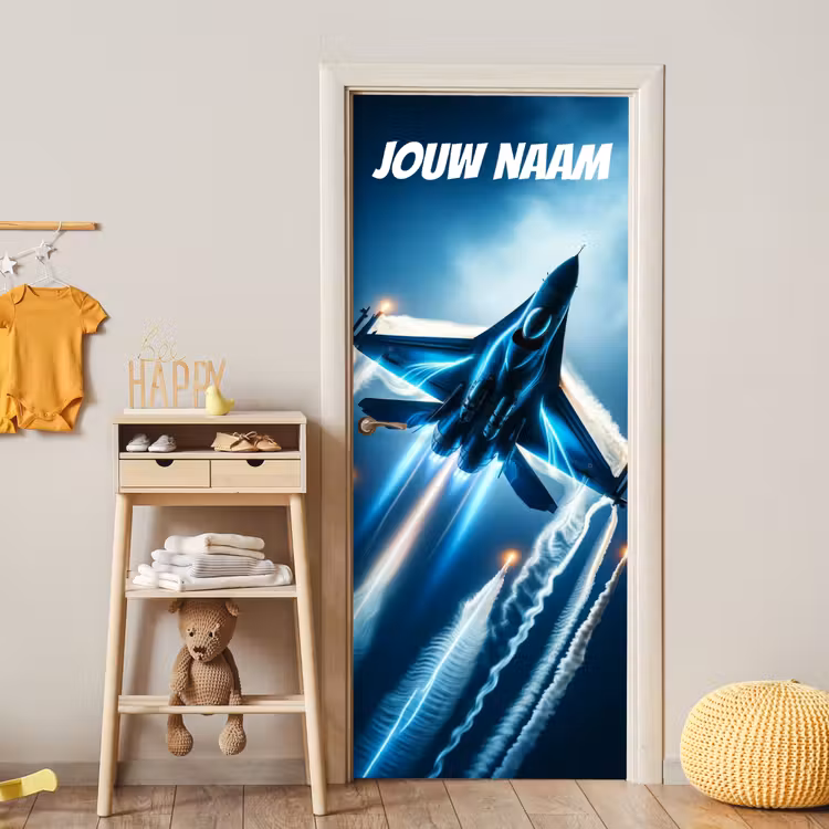 Deursticker met naam - Straaljager - Lichtsporen - Raketten — 6