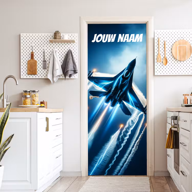 Deursticker met naam - Straaljager - Lichtsporen - Raketten — 7